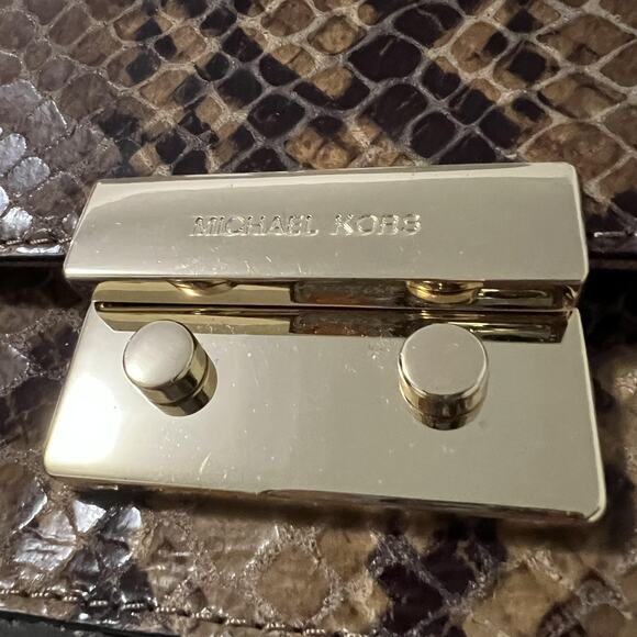 Michael Kors Sloan Crossbody Bag Womens One Size Sand Snake Leather Chain - Picture 15 of 15